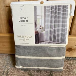 Threshold Cotton Shower Curtain in Gray and White